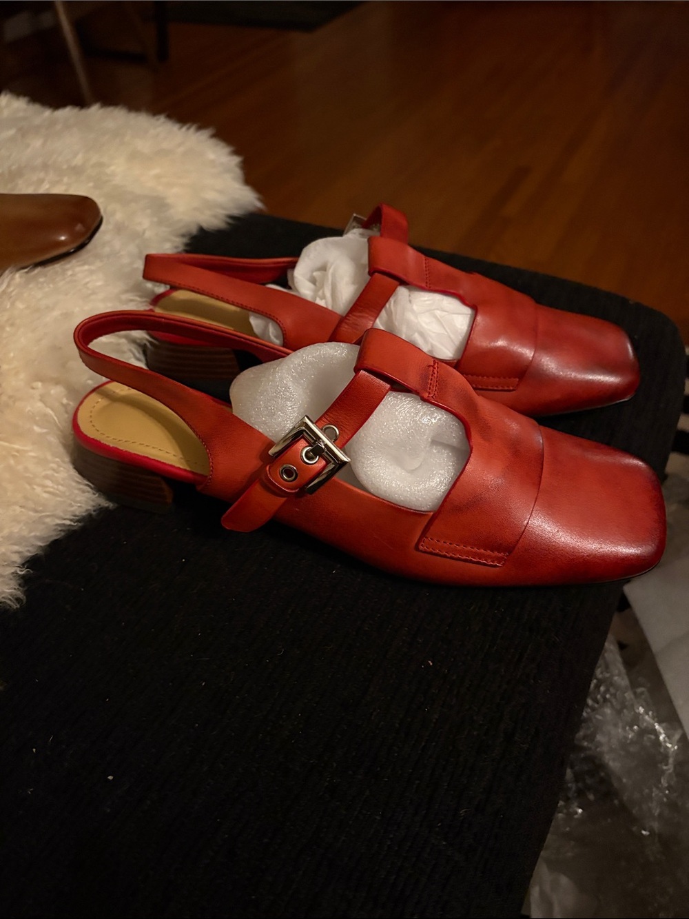 Red Leather Slingback Mules - Picture 14 of 14